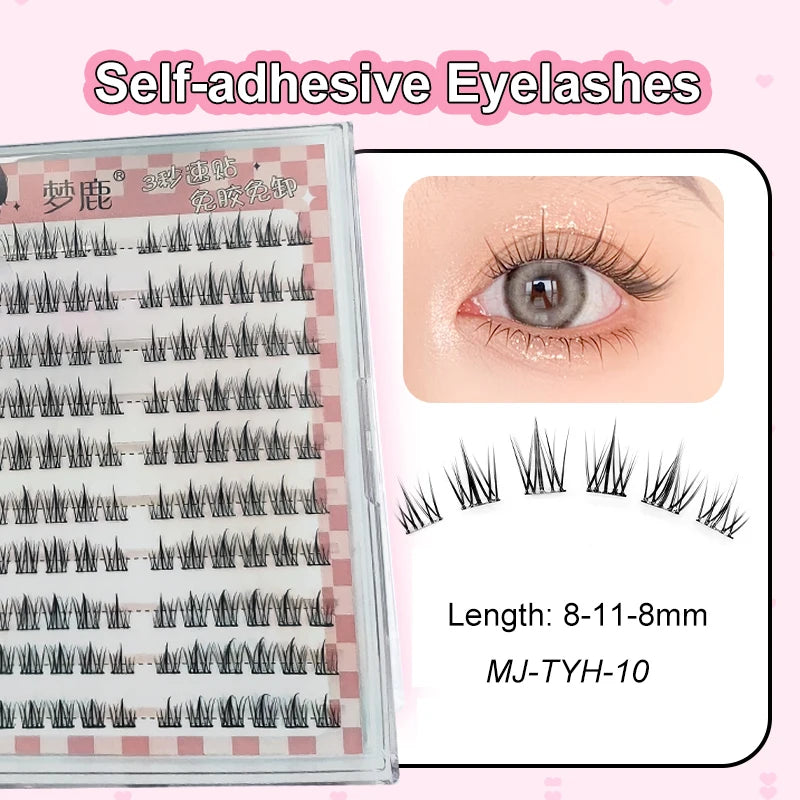 LuxuryGlow Self-Adhesive Eyelash Clusters – No-Glue, Reusable, Natural Look Lashes