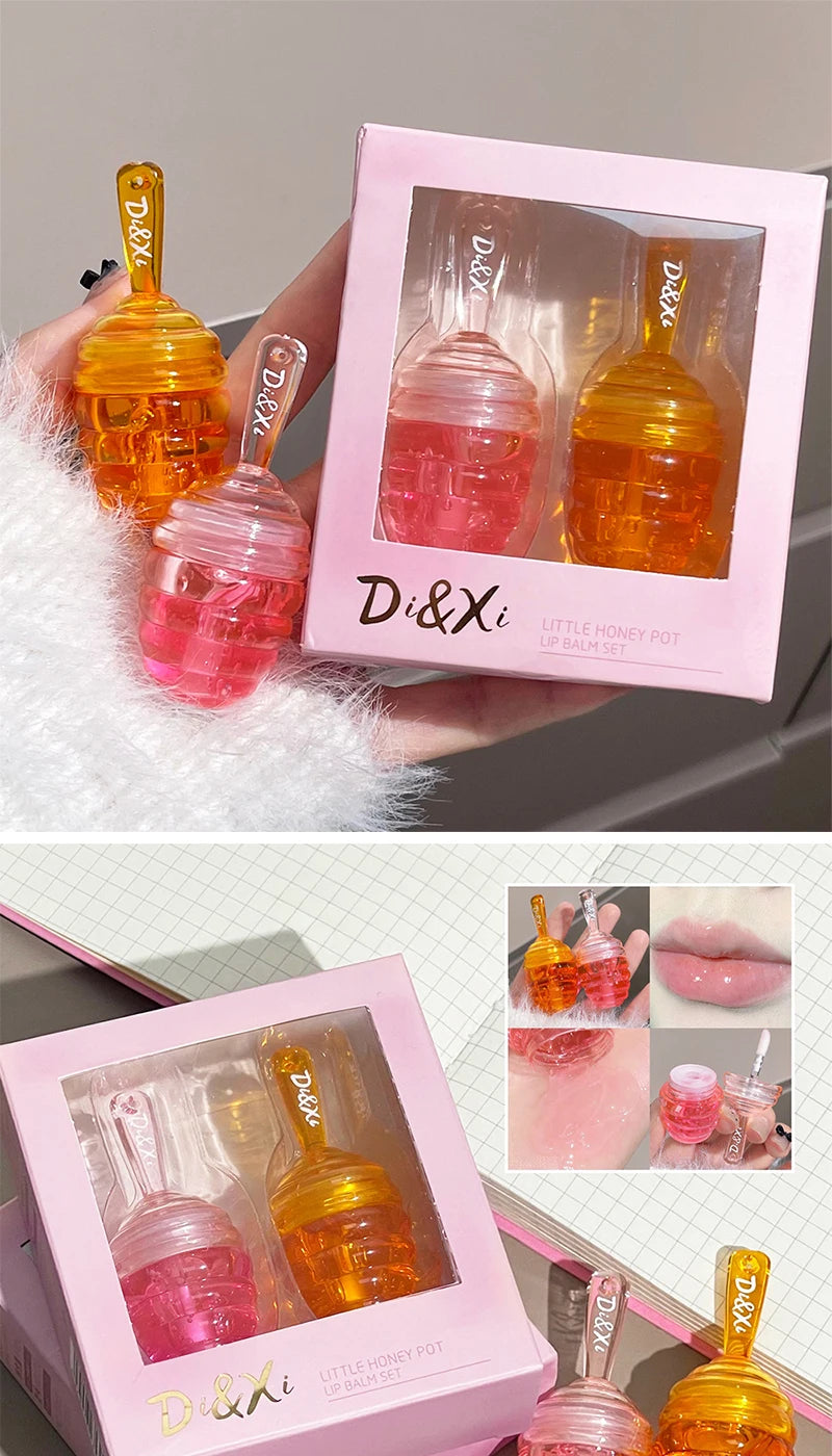 Set de aceites labiales LuxuryGlow Honeypot: cuidado labial hidratante y duradero