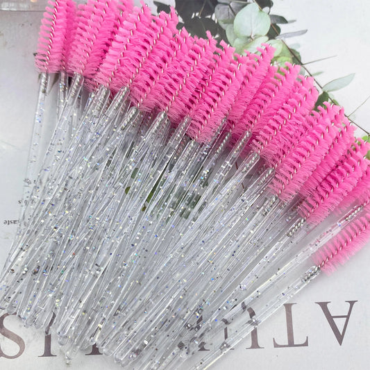 ZANSE 50PCS Eyelash Brush Wands – Crystal Diamond Handle Mascara Applicator Set