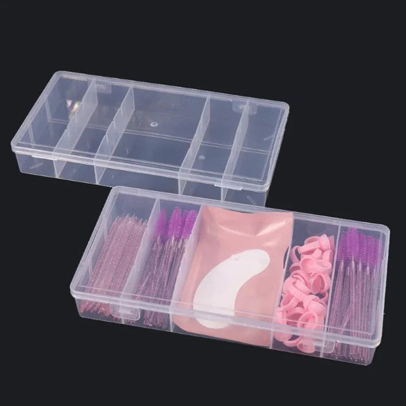 HUAZDS 5-Grid Transparent Eyelash Extension Organizer – Glue & Tweezer Storage Box