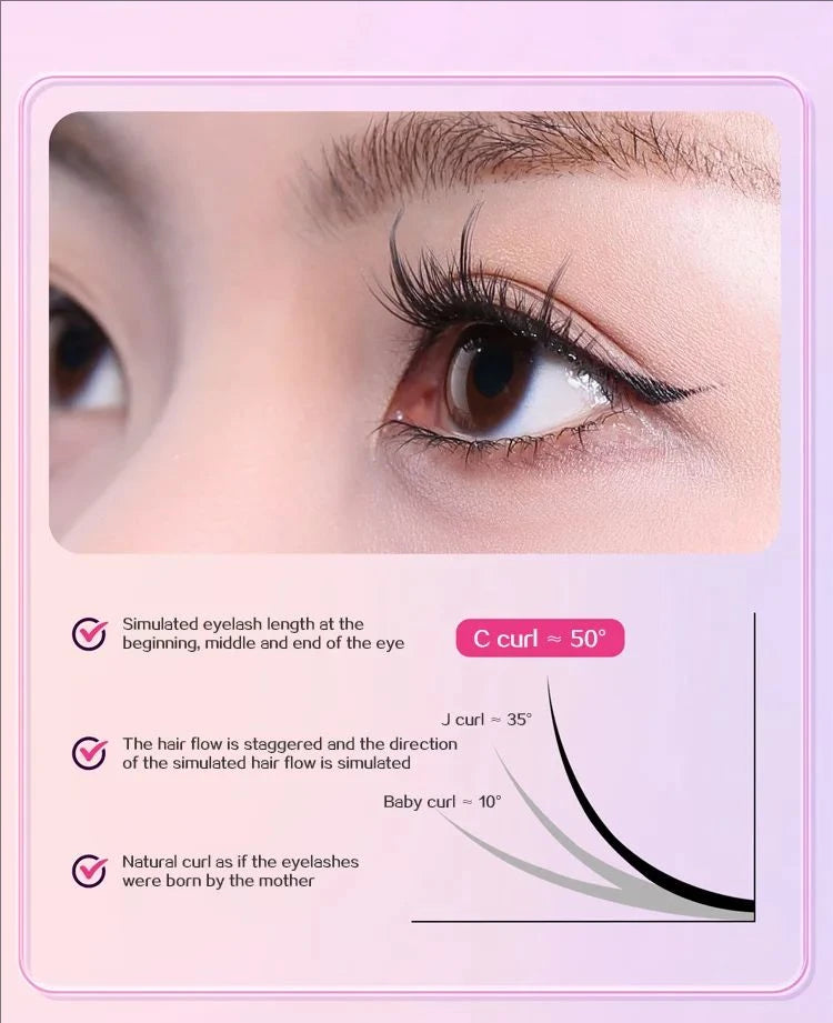 Pestañas postizas autoadhesivas JPNPL MJ de 10 filas: naturales, sin pegamento y reutilizables