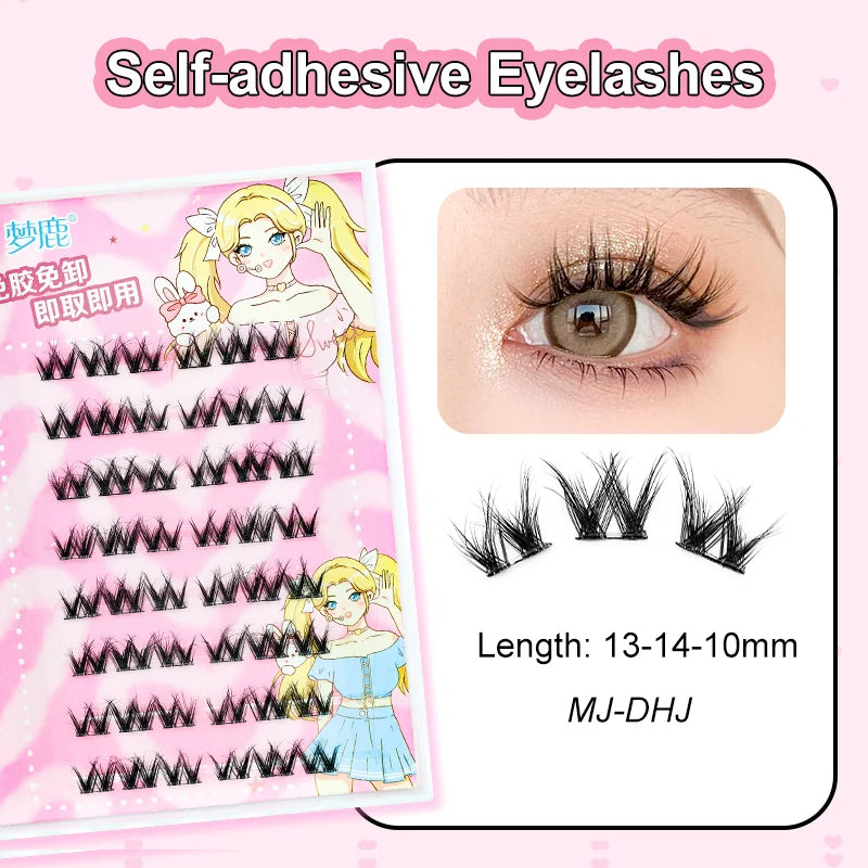 LuxuryGlow Self-Adhesive Eyelash Clusters – No-Glue, Reusable, Natural Look Lashes