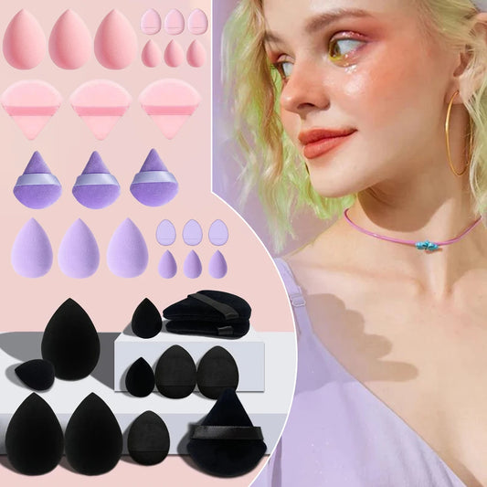 LuxuryGlow 12-Piece Mini Powder Puff & Makeup Tool Set – Soft Non-Latex Air Cushion Blenders for Loose Powder & Foundation