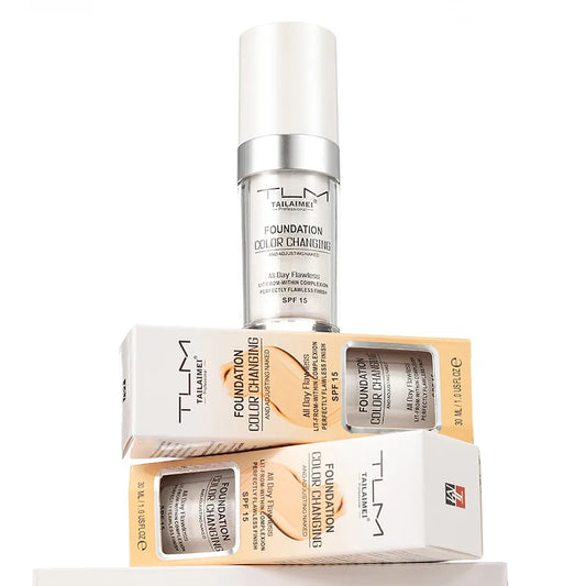Base de maquillaje líquida LuxuryGlow Warm Change: resistente al agua, con control de grasa y protección FPS
