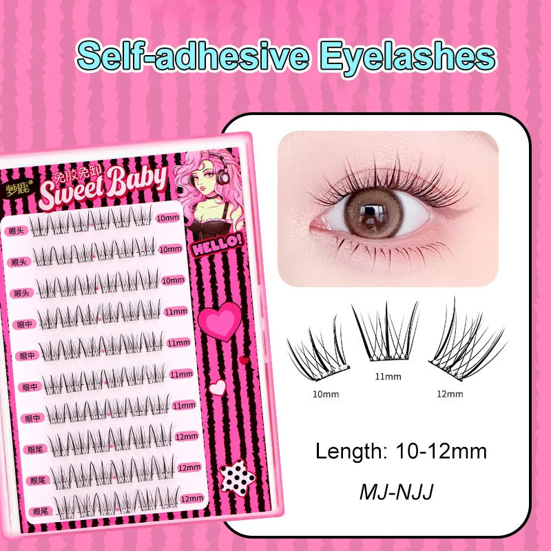 LuxuryGlow Self-Adhesive Eyelash Clusters – No-Glue, Reusable, Natural Look Lashes