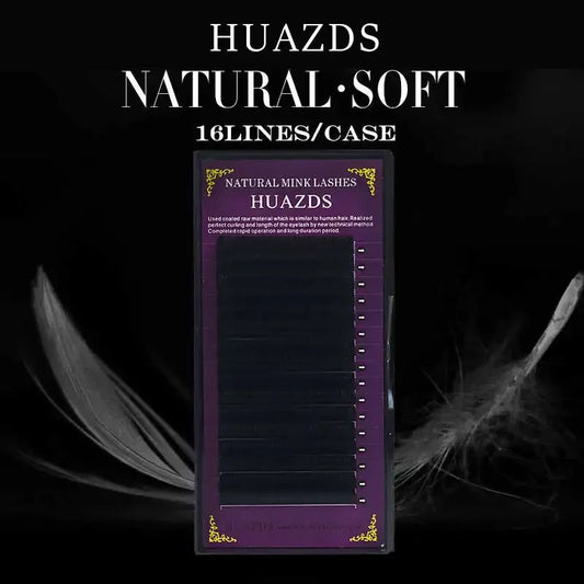 Extensiones de pestañas individuales ZXZZS de 16 filas en negro mate: pestañas postizas artesanales para un aspecto suave y natural | Uso profesional y en salones de belleza