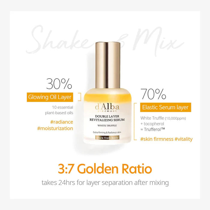 d’Alba White Truffle Double Layer Revitalizing Serum – Vegan Hydration & Glow (30ml)
