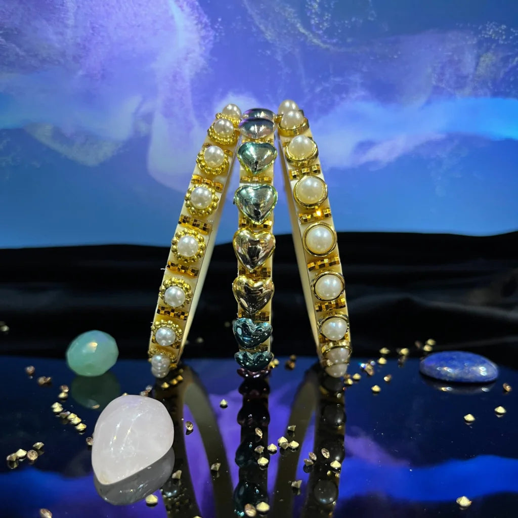 LuxuryGlow Lac Bangles Handmade Classy Plastic Bangles – Gold Plated with Pearl Clusters |