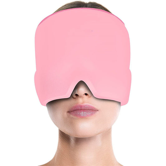 Gorro de terapia de frío LuxuryGlow 360° para aliviar la migraña con compresa de gel para cabeza y ojos