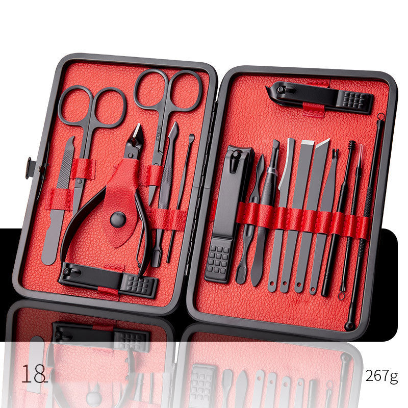 LuxuryGlow Professional Stainless Steel Manicure & Pedicure Set with Leather Case