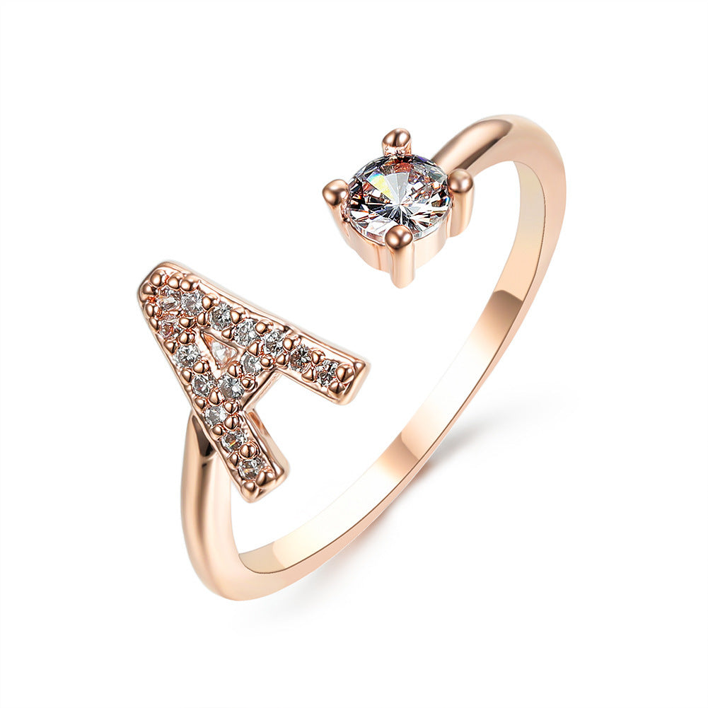New Design Adjustable 26 Initial Letter Ring Fashion Jewelry For Women Simple Elegant Jewelry - LUXURY GLOW