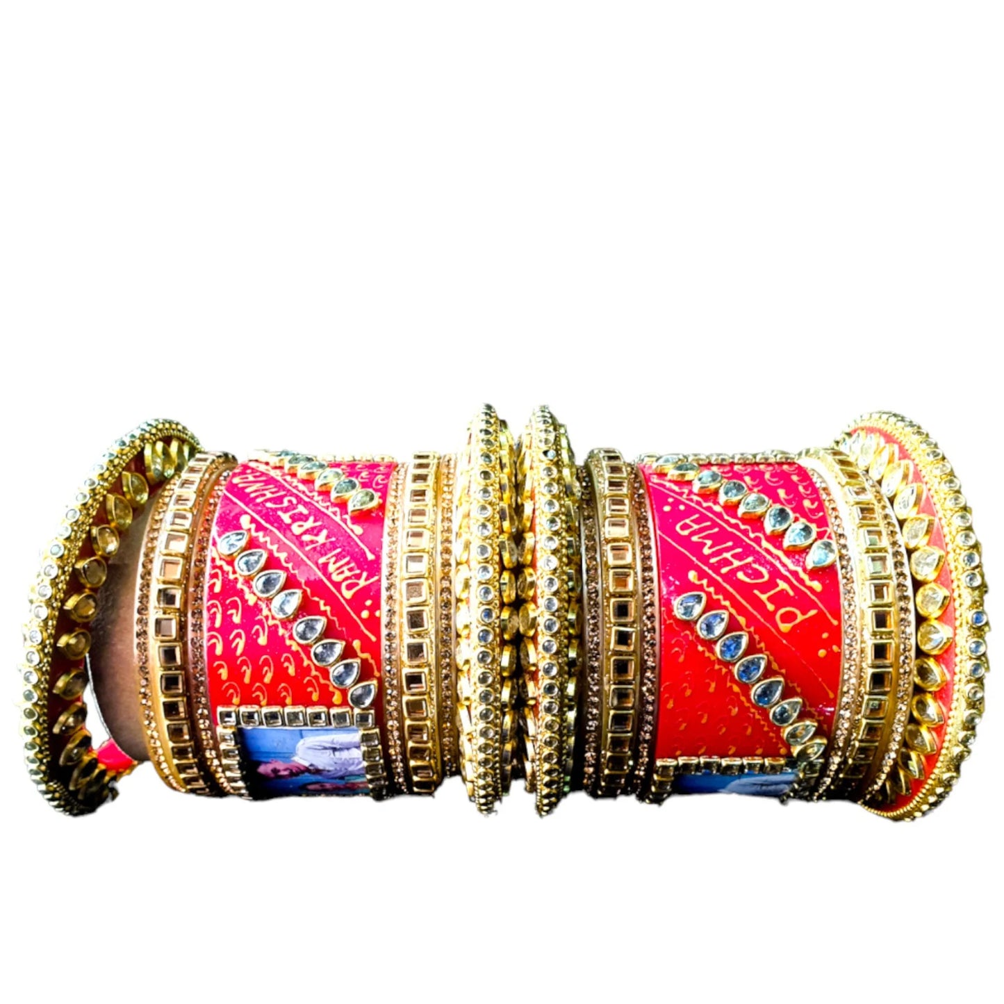 LuxuryGlow Personalized Bridal Wedding Bangles with Name & Photo – Custom Set of 18 |