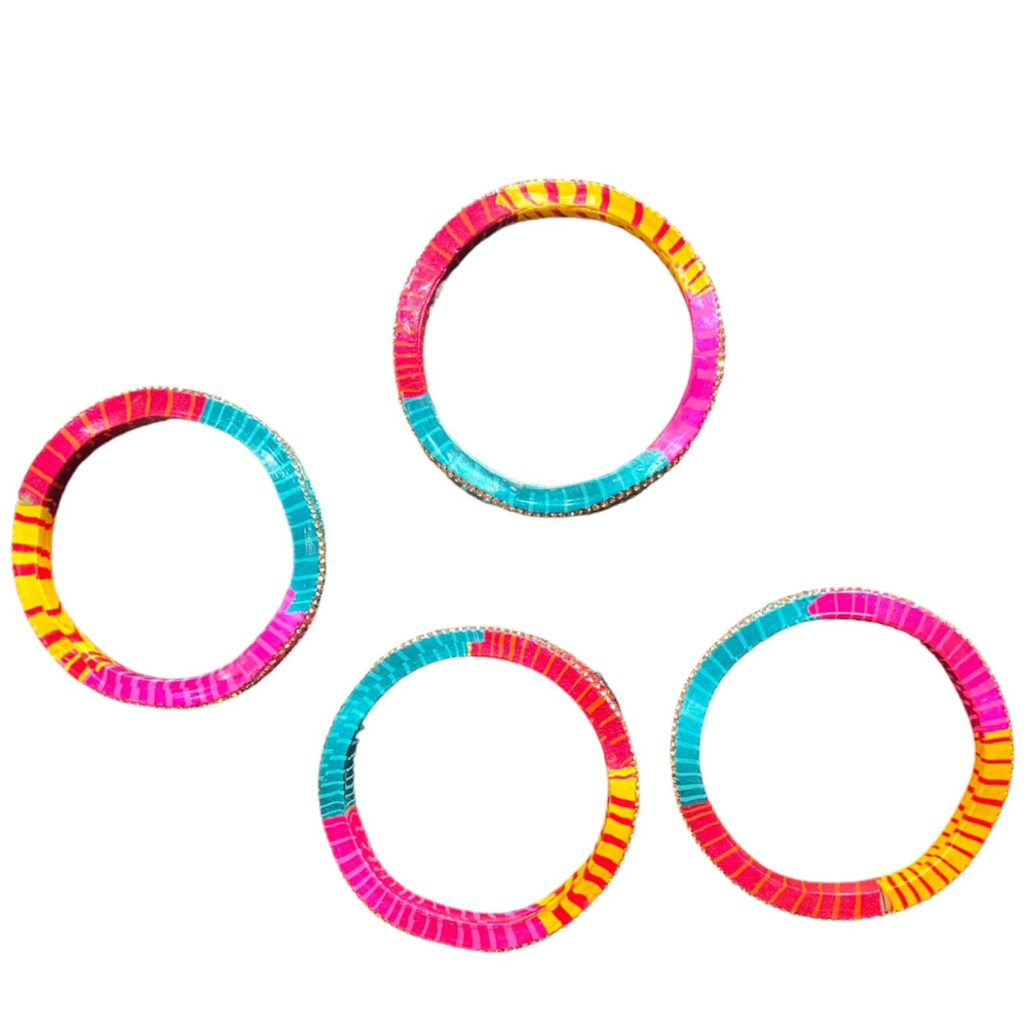 LuxuryGlow Lac Bangles Handmade Nagin Style  – Zig-Zag Rhinestone Design |