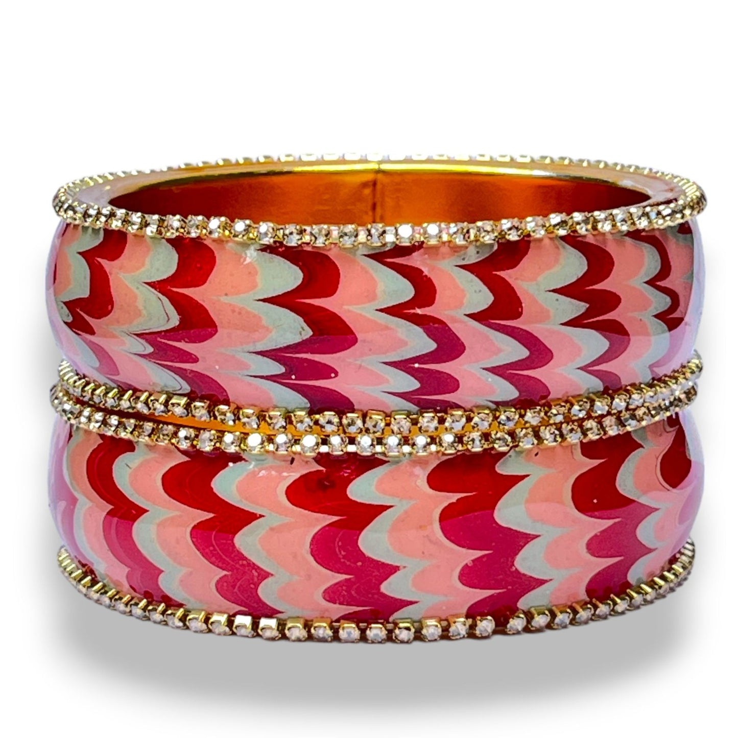 LuxuryGlow Metal Bangles Artful Luxury Marble Wave Gold Brass Lac Bangles – Handcrafted Metal Elegance by