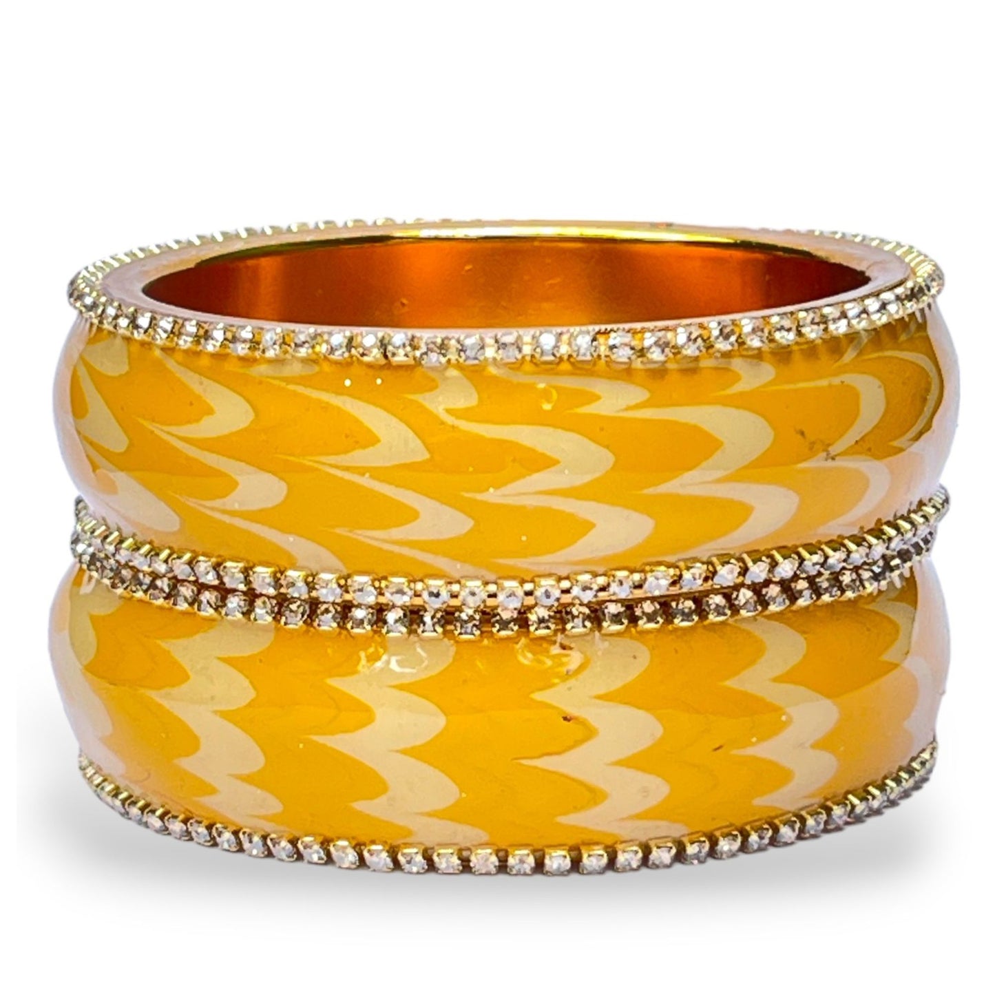 LuxuryGlow Metal Bangles Artful Luxury Marble Wave Gold Brass Lac Bangles – Handcrafted Metal Elegance by