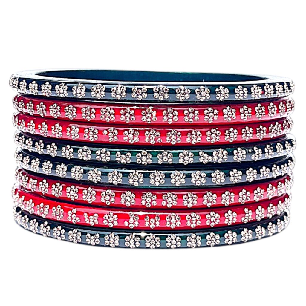 LuxuryGlow Lac Bangles Shahi Rasam-e-Ishq Bridal Lac Bangles – Red & Emerald Green Handcrafted Stonework |