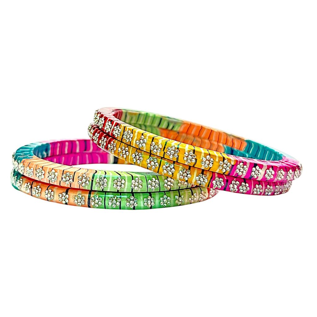 LuxuryGlow Lac Bangles Shahi Guldaan Floral Masterpiece  – Handcrafted Multicolor Stonework |