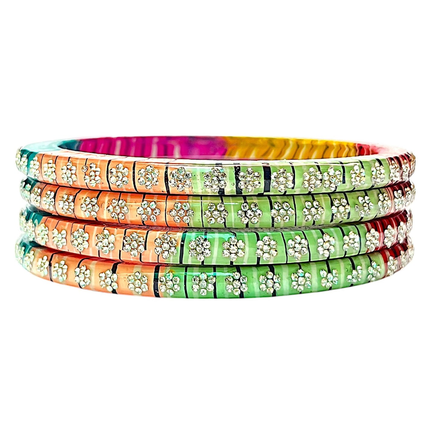 LuxuryGlow Lac Bangles Shahi Guldaan Floral Masterpiece  – Handcrafted Multicolor Stonework |