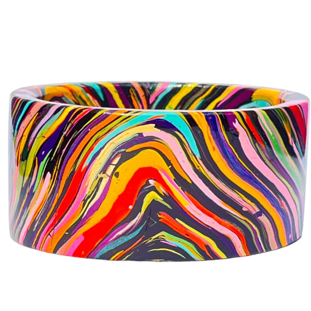 LuxuryGlow Lac Bangles Juli Kada Handmade Lac Bangle – Black Base with Colorful Squiggles | LuxuryGlow