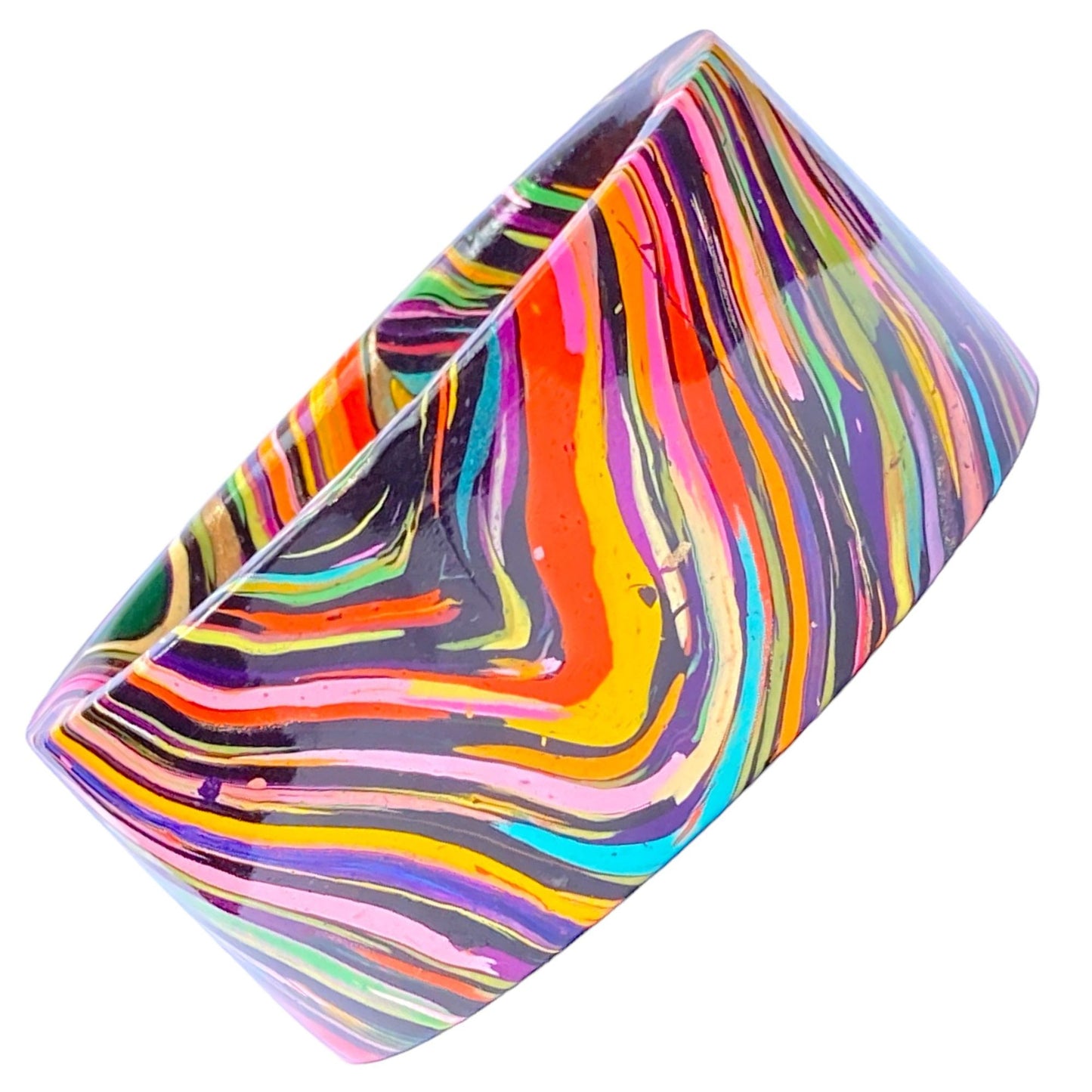 LuxuryGlow Lac Bangles Juli Kada Handmade Lac Bangle – Black Base with Colorful Squiggles | LuxuryGlow