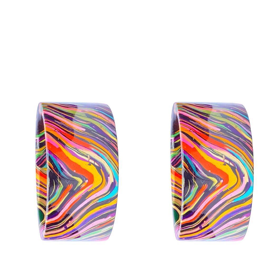 LuxuryGlow Lac Bangles Juli Kada Handmade Lac Bangle – Black Base with Colorful Squiggles | LuxuryGlow