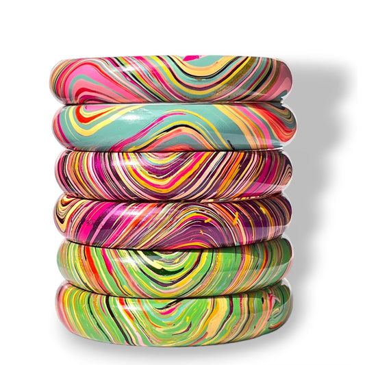 LuxuryGlow Lac Bangles . Juli Kada Collection – Handmade Multi-Color Burada (3 Pairs)