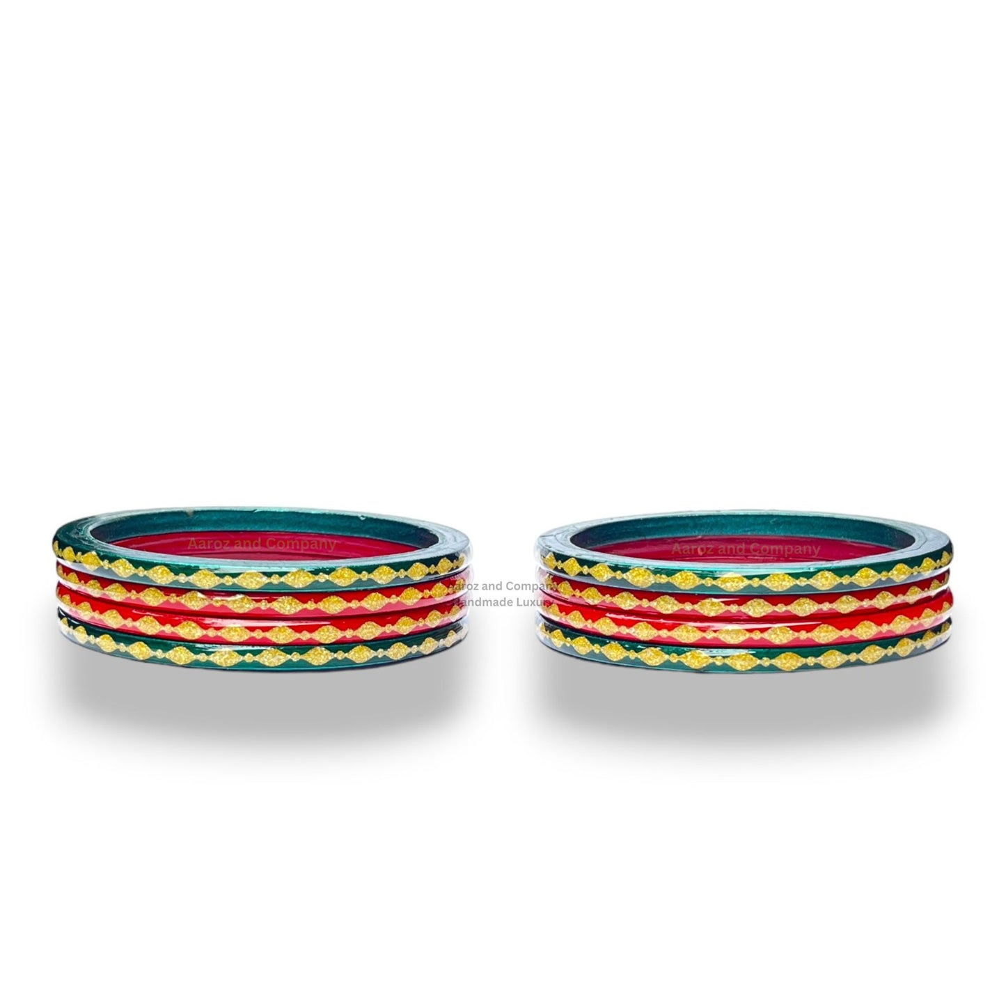 LuxuryGlow Lac Bangles Festive Harmony Lac Bangles – Red & Green Handcrafted Traditional Elegance