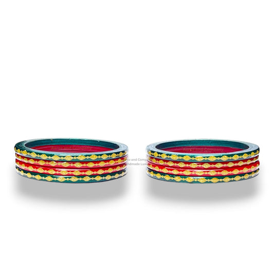 LuxuryGlow Lac Bangles Festive Harmony Lac Bangles – Red & Green Handcrafted Traditional Elegance