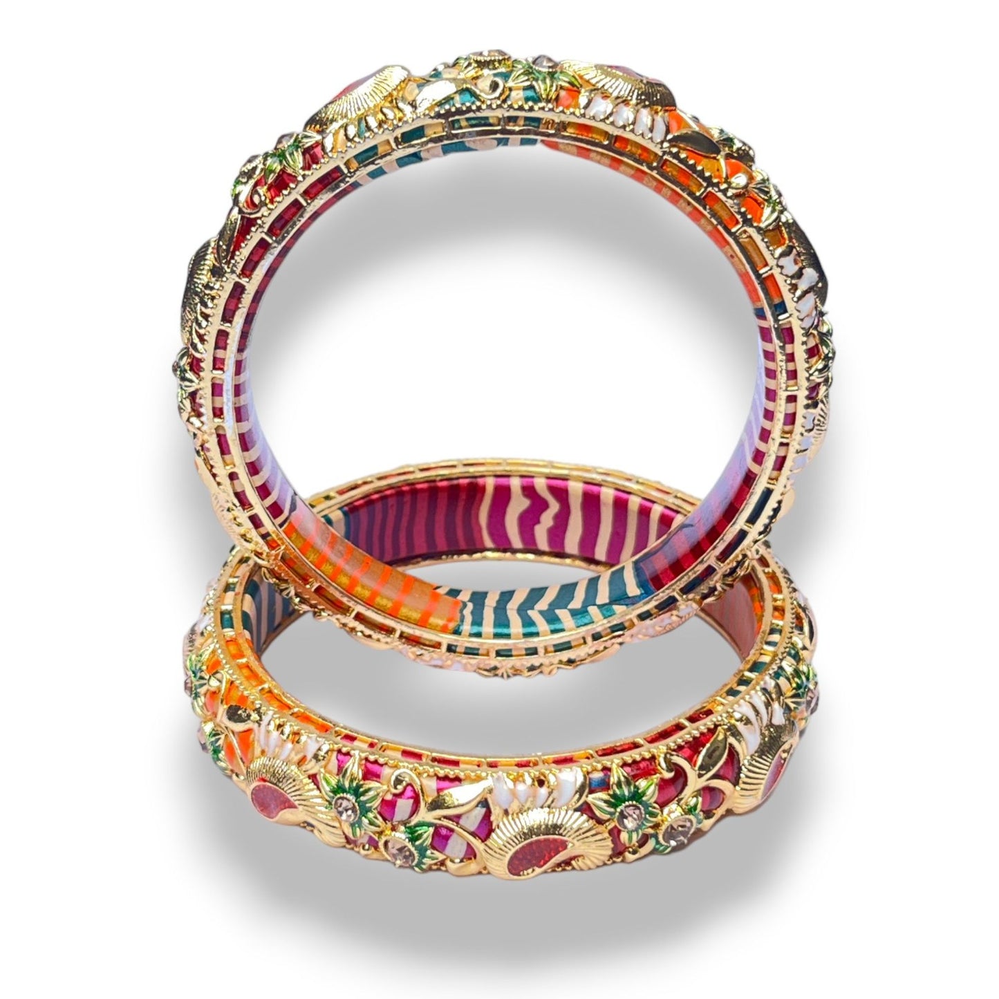 LuxuryGlow Lac Bangles Gulbadan Meena Kundan Motif Lac Kada – Handmade Rajasthani Bridal Bangle by LuxuryGlow