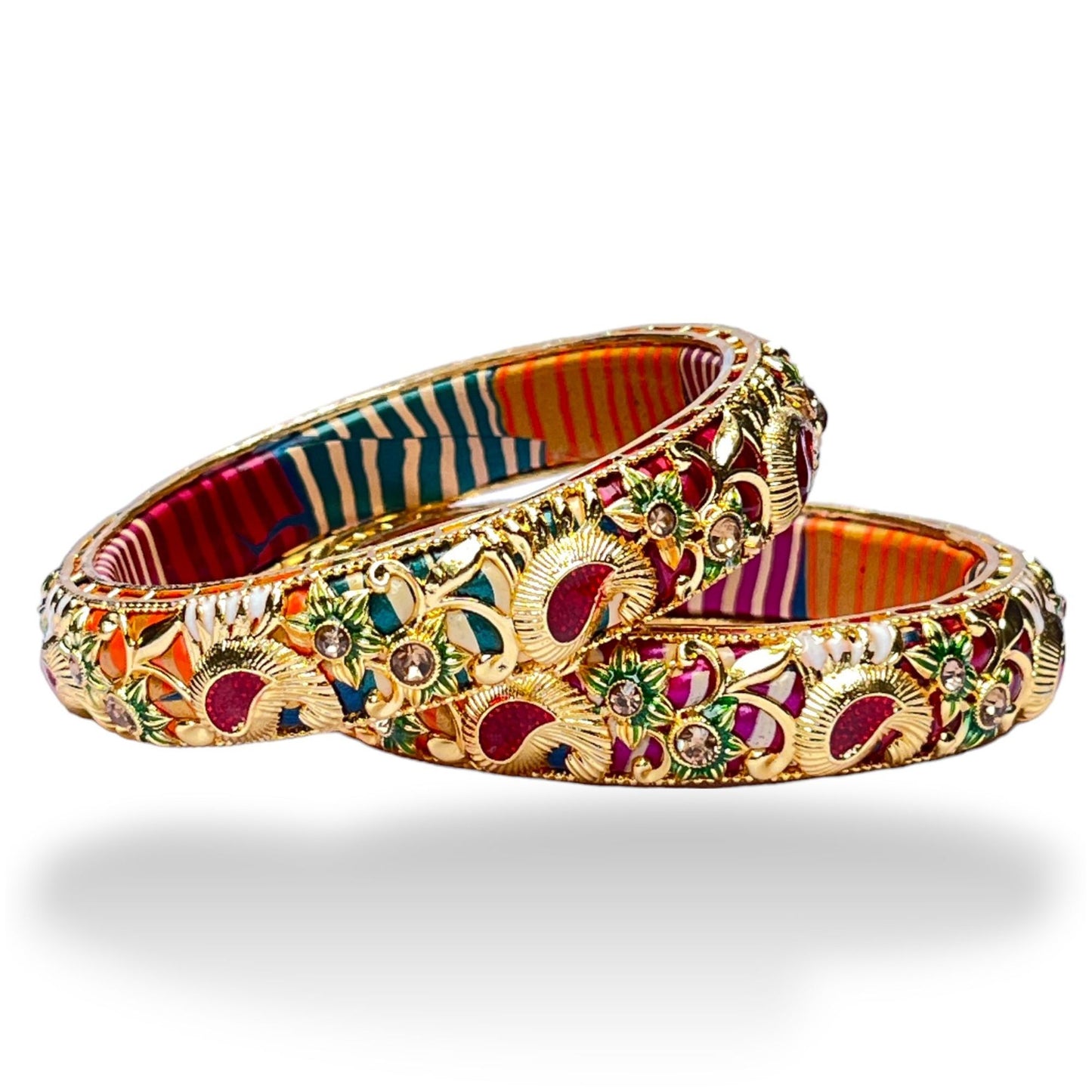 LuxuryGlow Lac Bangles Gulbadan Meena Kundan Motif Lac Kada – Handmade Rajasthani Bridal Bangle by LuxuryGlow