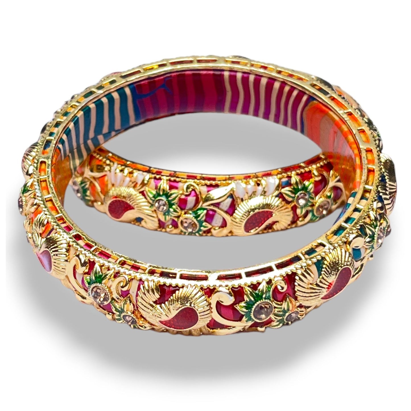 LuxuryGlow Lac Bangles Gulbadan Meena Kundan Motif Lac Kada – Handmade Rajasthani Bridal Bangle by LuxuryGlow