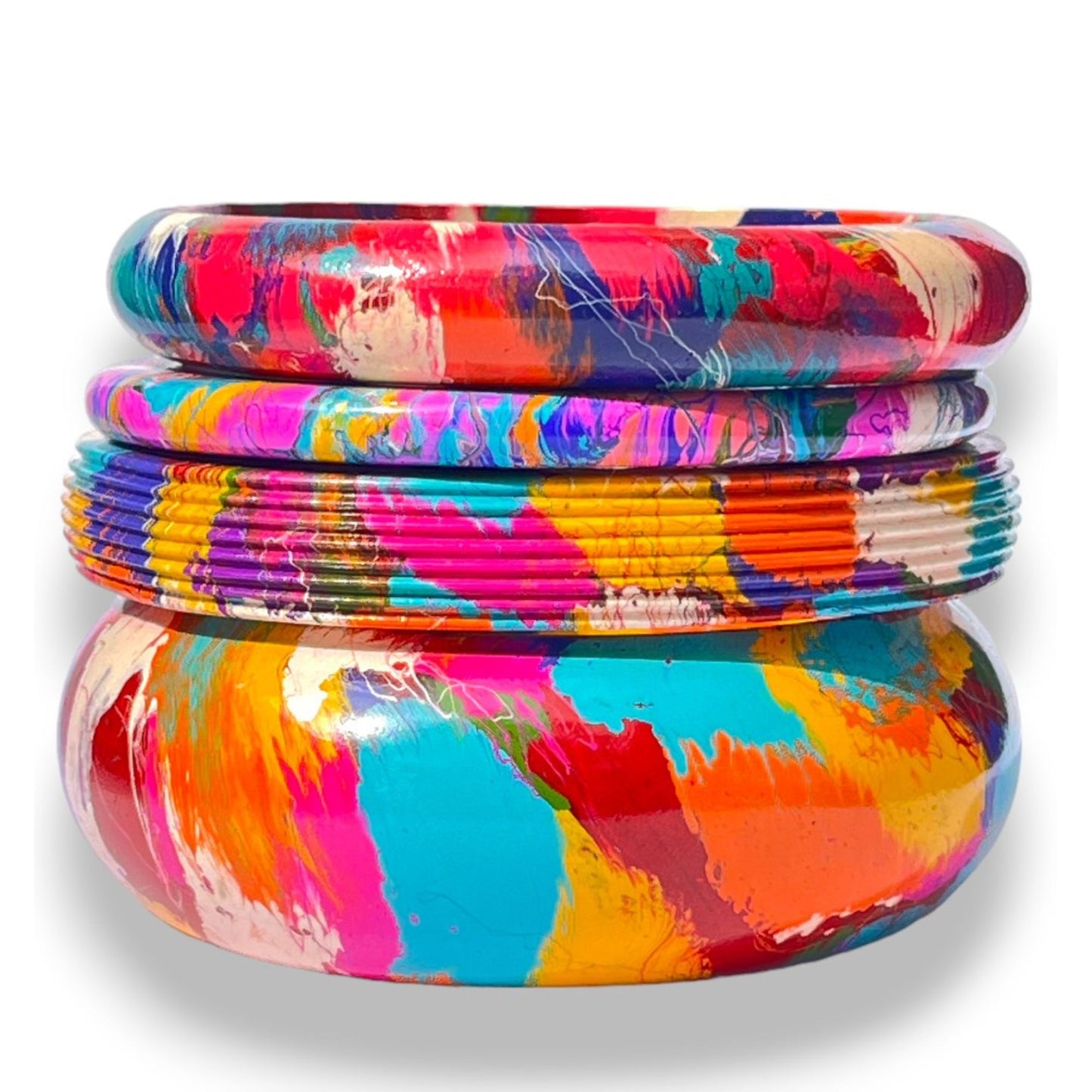 LuxuryGlow Lac Bangles Exclusive Colorful Lac Bangles Combo – 4 Handcrafted Designs of Artistic Elegance
