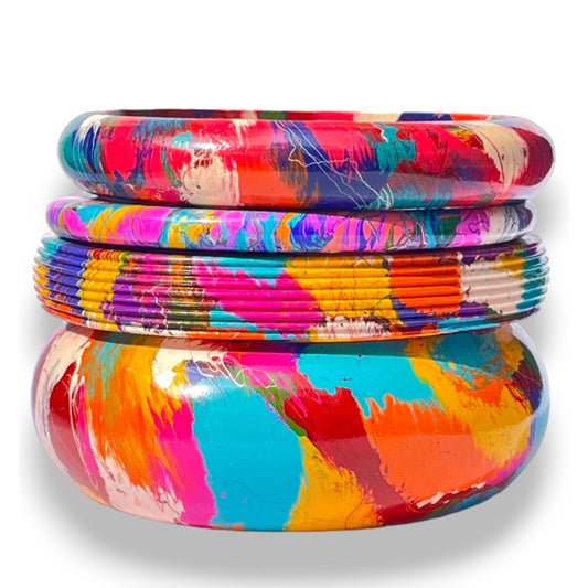 LuxuryGlow Lac Bangles Exclusive Colorful Lac Bangles Combo – 4 Handcrafted Designs of Artistic Elegance