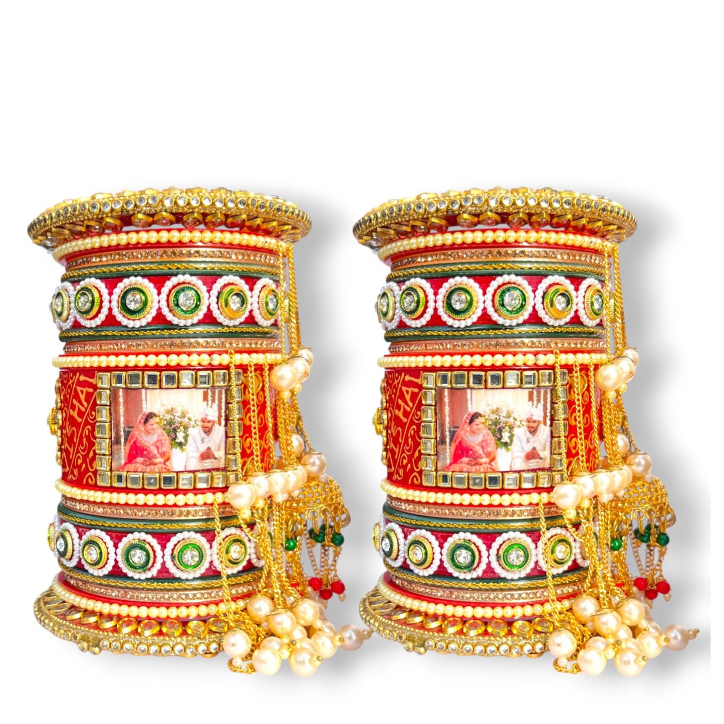 LuxuryGlow Personalized Bangles Ishq Bangle Set – Personalized Photo & Name Wedding Bangles by LuxuryGlow