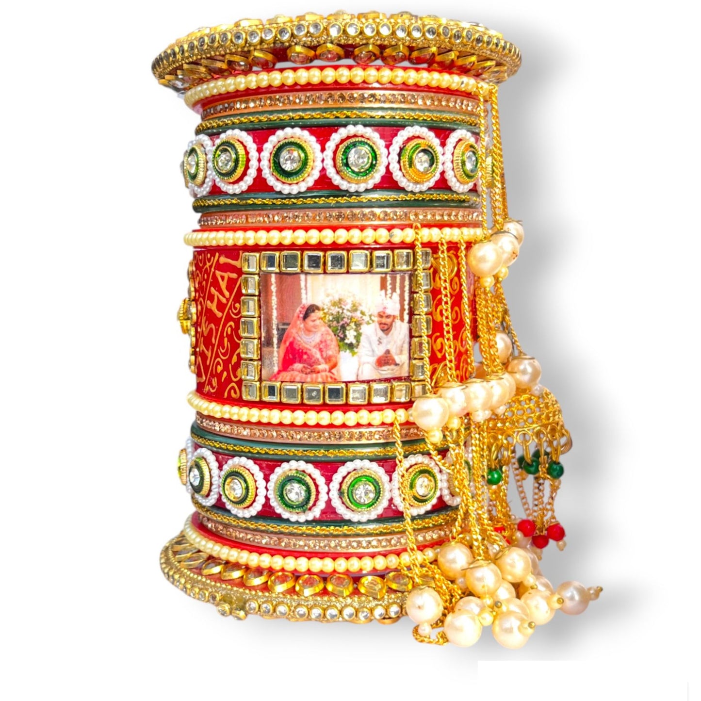 LuxuryGlow Personalized Bangles Ishq Bangle Set – Personalized Photo & Name Wedding Bangles by LuxuryGlow