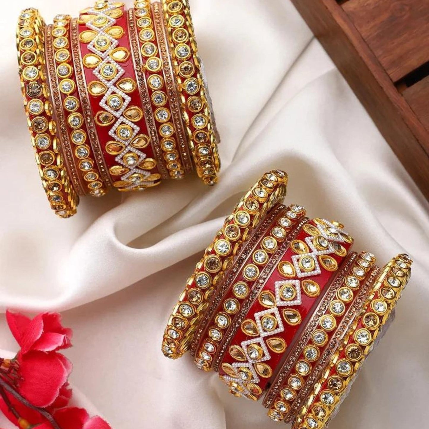 LuxuryGlow WeddingBangles Exquisite Traditional Rajasthani Bridal Chuda & Rajwadi Bangle Set (Set of 18) – Royal Wedding Jewelry by