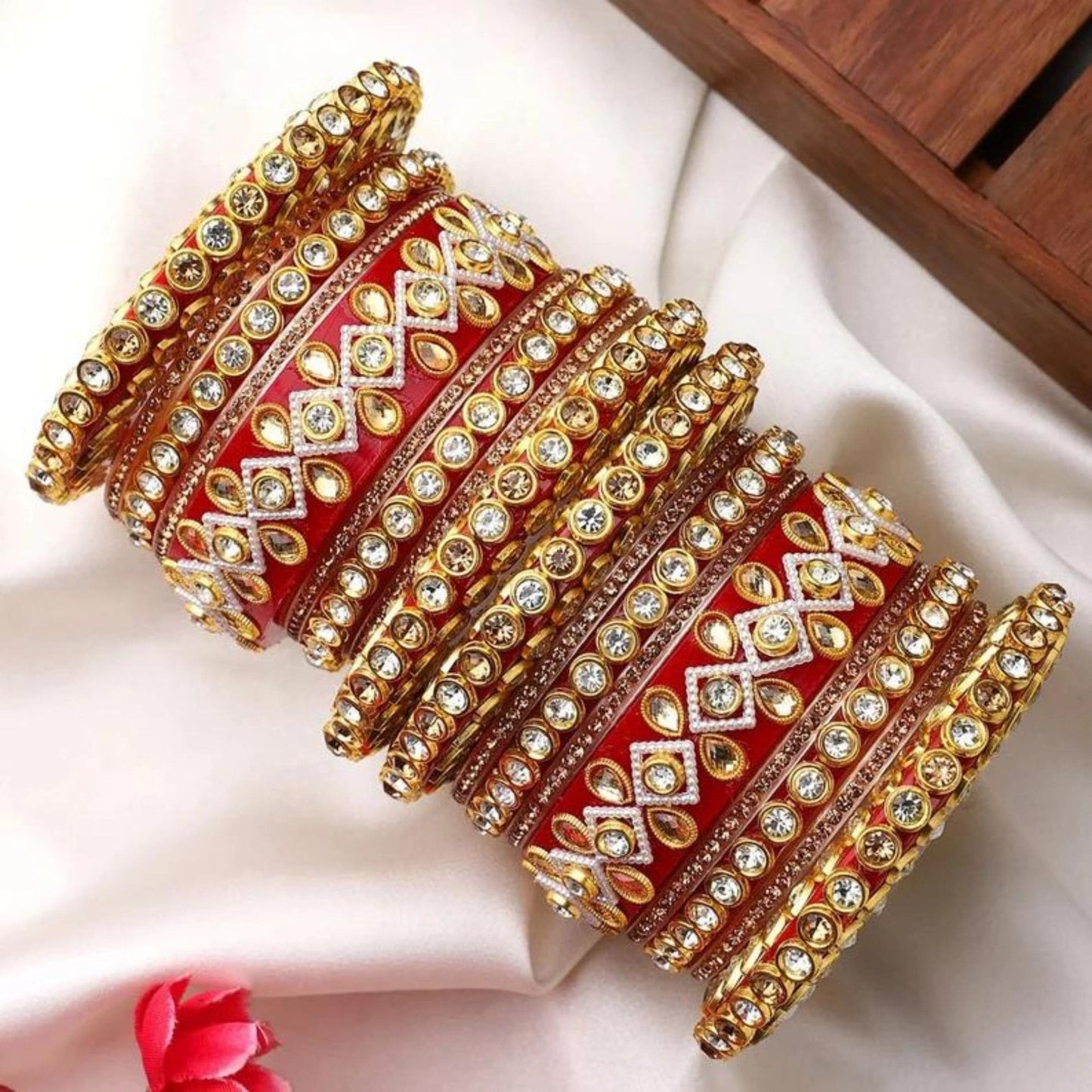 LuxuryGlow WeddingBangles Exquisite Traditional Rajasthani Bridal Chuda & Rajwadi Bangle Set (Set of 18) – Royal Wedding Jewelry by