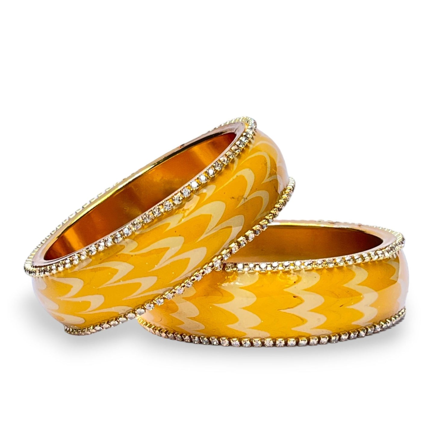 LuxuryGlow Metal Bangles Artful Luxury Marble Wave Gold Brass Lac Bangles – Handcrafted Metal Elegance by