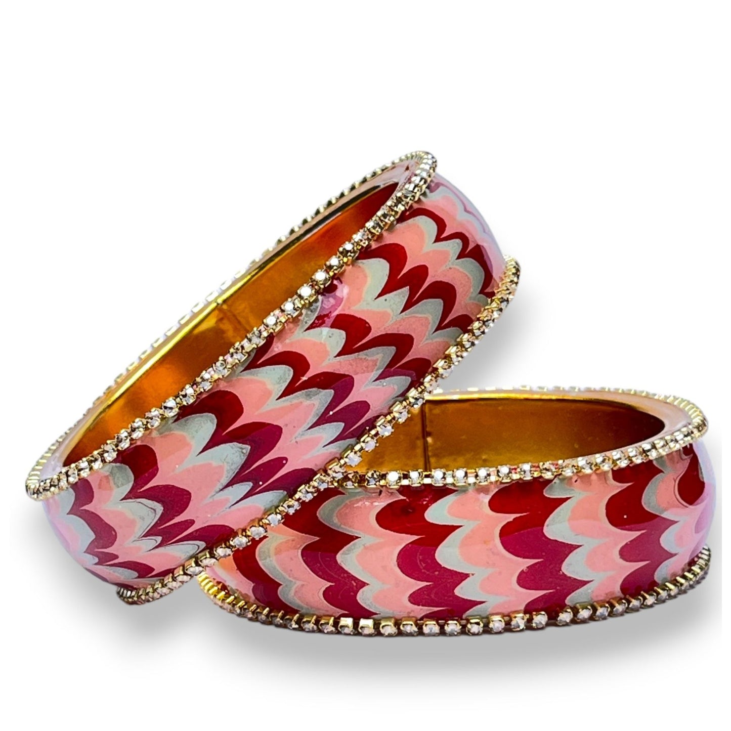 LuxuryGlow Metal Bangles Artful Luxury Marble Wave Gold Brass Lac Bangles – Handcrafted Metal Elegance by