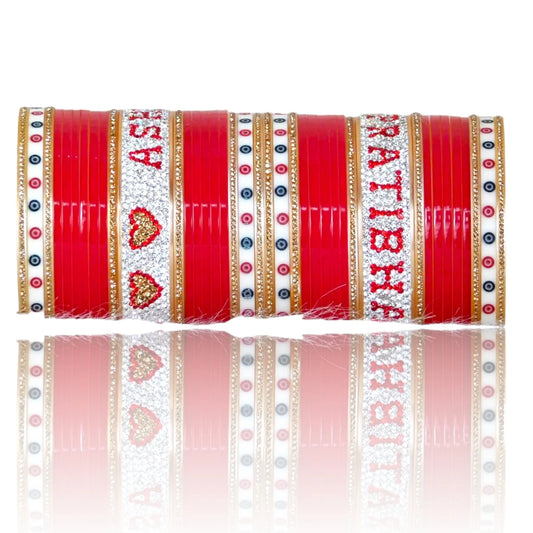 LuxuryGlow Personalized Bangles Acrylic Bridal Name Bangle Set – Custom Bride & Groom Wedding Bangles | Keepsake Gift