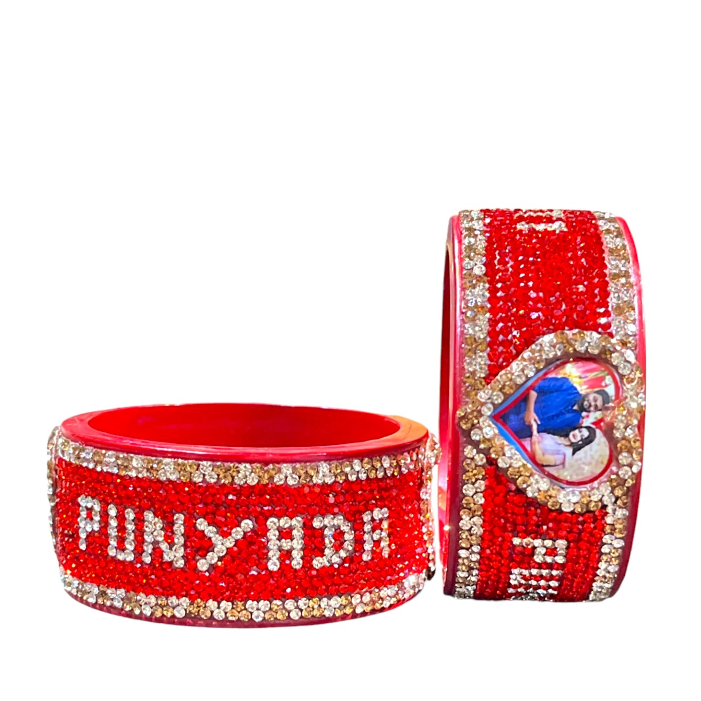 LuxuryGlow Personalized Bangles Custom Name & Photo Lac Bangle – Personalized Gift Bracelet | Handmade Lightweight Lac Jewelry