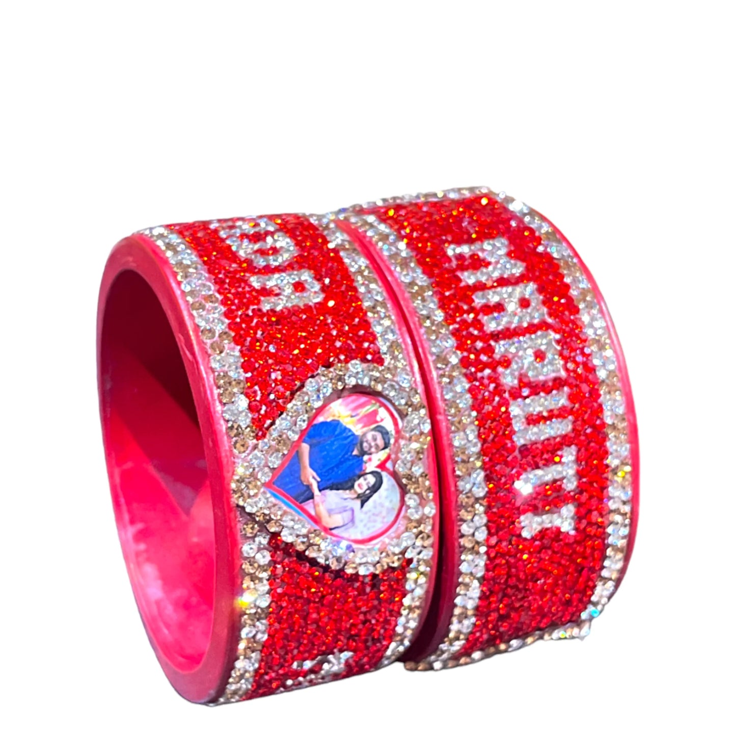 LuxuryGlow Personalized Bangles Custom Name & Photo Lac Bangle – Personalized Gift Bracelet | Handmade Lightweight Lac Jewelry