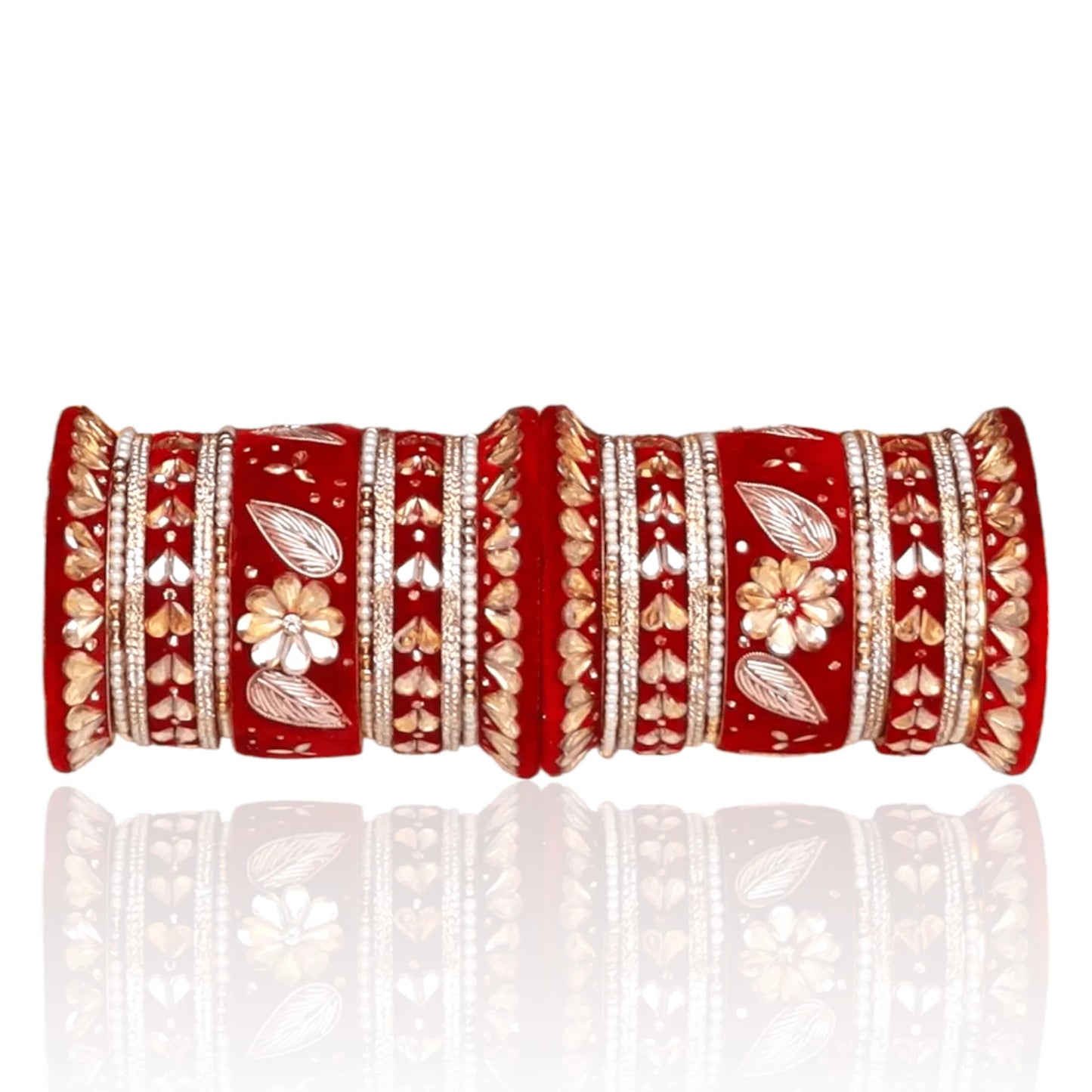 LuxuryGlow Velvet Bangles Radiance Wedding Lac Bangle Set – Handcrafted Velvet & Rhinestone Bridal Bangles by Aaroz & Co.