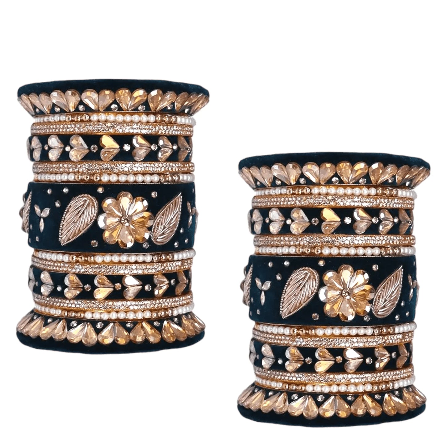 LuxuryGlow Velvet Bangles Radiance Wedding Lac Bangle Set – Handcrafted Velvet & Rhinestone Bridal Bangles by Aaroz & Co.