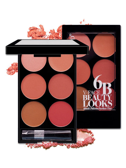 Paleta de rubor y contorno LuxuryGlow de 6 colores: maquillaje multicolor para esculpir el rostro