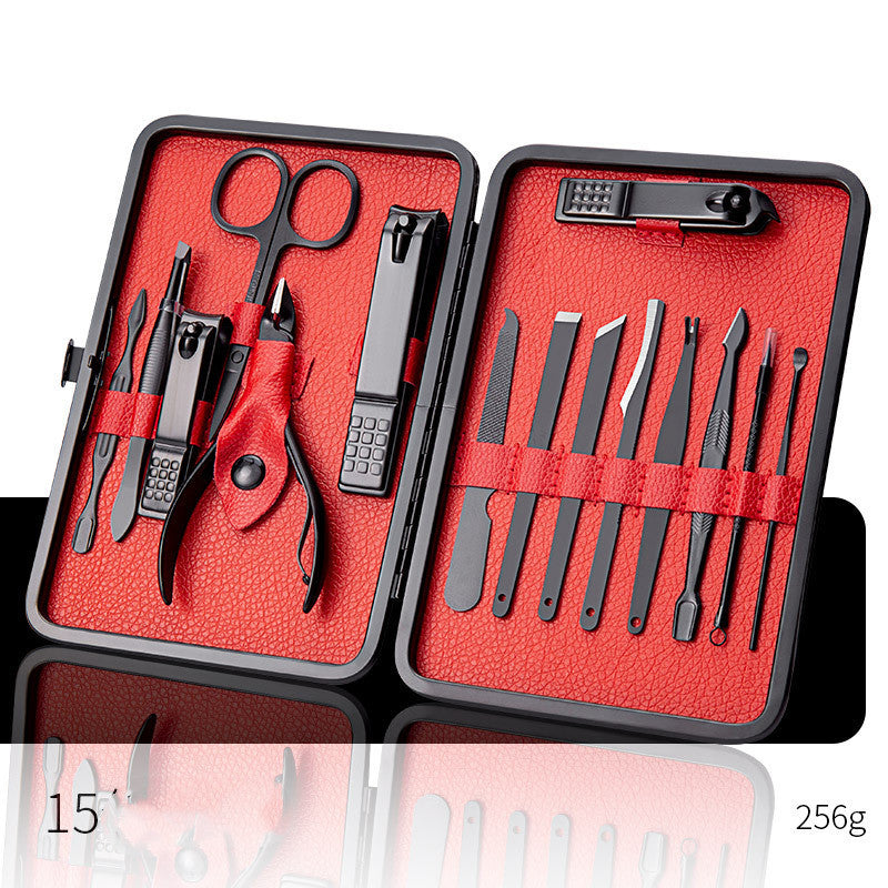 LuxuryGlow Professional Stainless Steel Manicure & Pedicure Set with Leather Case