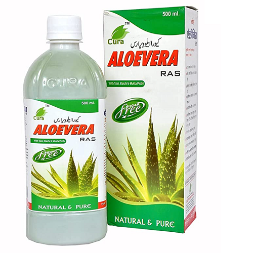 Cura Aloe Vera with Tulsi Ras | Immunity Booster Juice for Digestion, Respiratory Health & Detox – 500ml