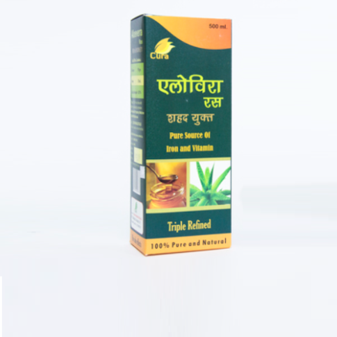 Cura Aloe Vera Honey Ras – Ayurvedic Juice for Liver Health, Detox, Stress & Joint Support