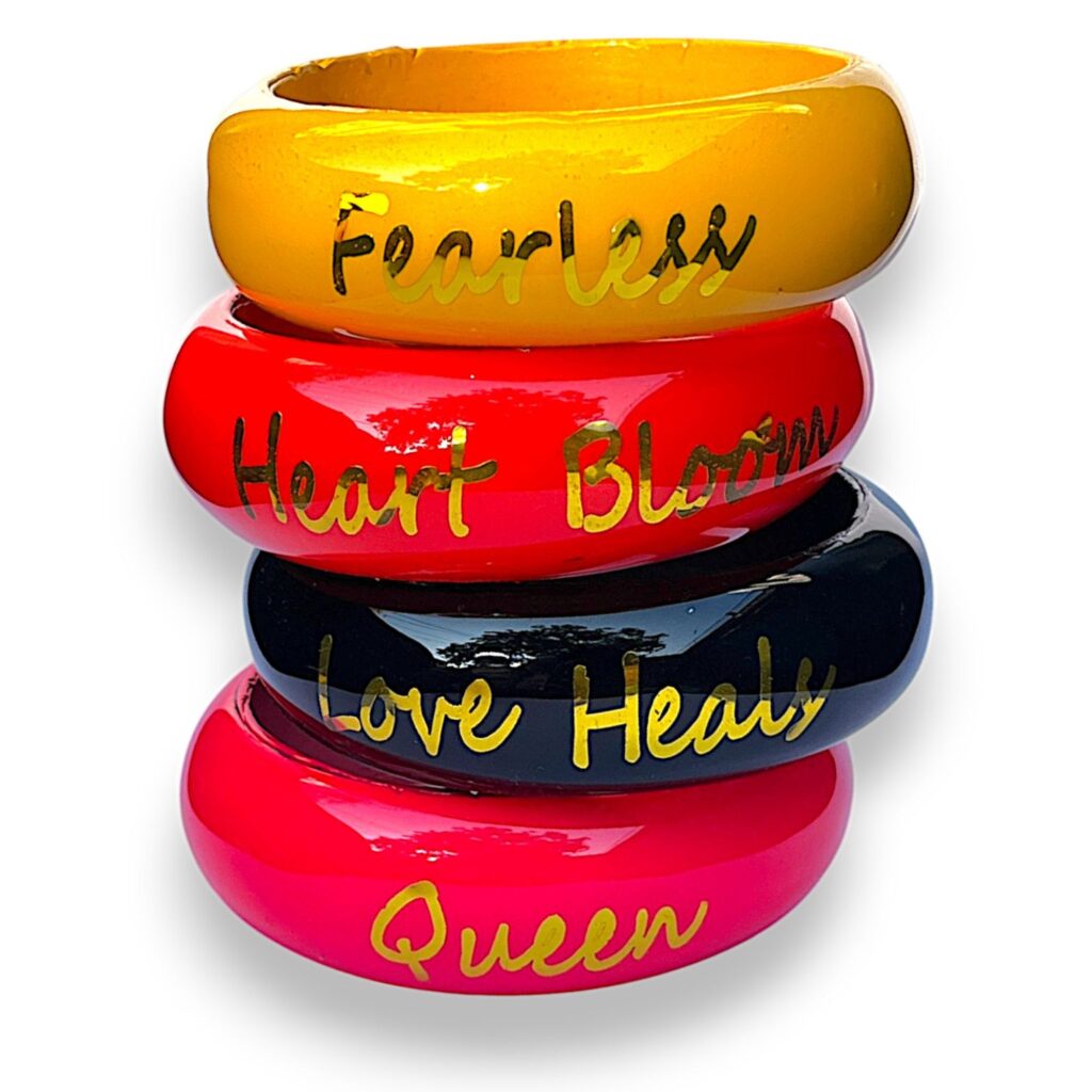 LuxuryGlow  Lac Bangles The Empowerment Bangle Set – Handcrafted Jaipur Lac Bangles with Bold Colors & Affirmations |