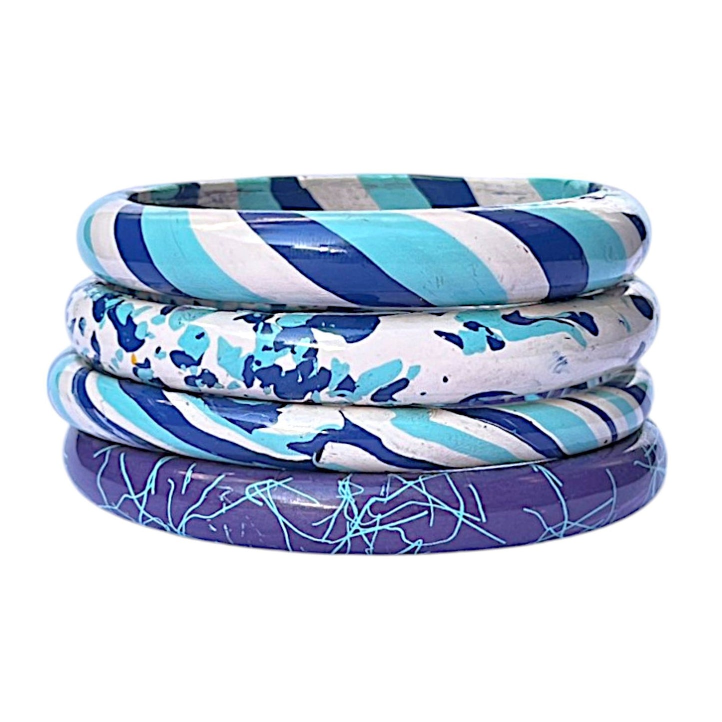 LuxuryGlow Lac Bangles Blue Haven Lac Bangles – Handcrafted Royal Blue & White Elegance